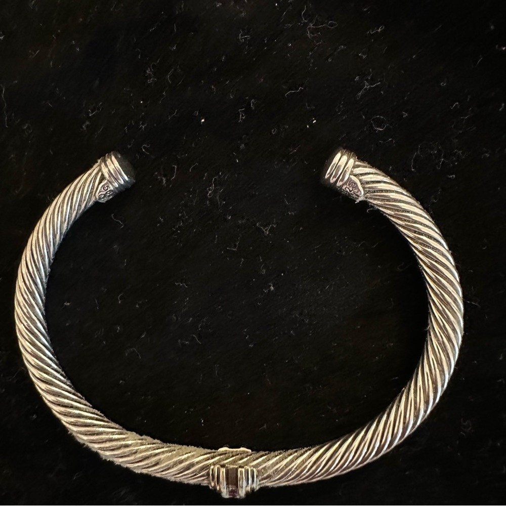 David Yurman 5mm Cable Classic Station Bracelet 14K Gold and Rubies - Picture 7 of 9